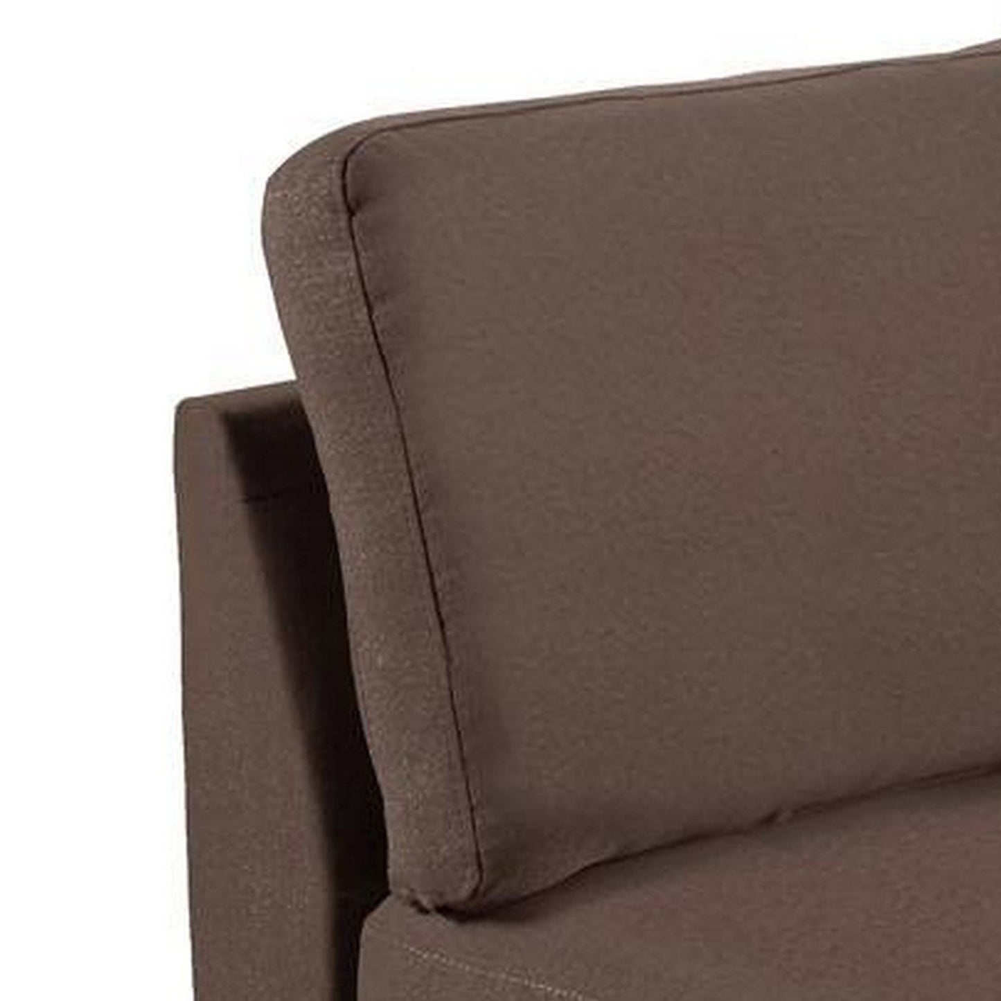 Remy 32 Inch Modular Armless Sofa Chair, Soft Brown Chenille, Solid Wood