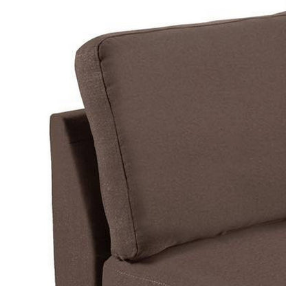 Remy 32 Inch Modular Armless Sofa Chair, Soft Brown Chenille, Solid Wood