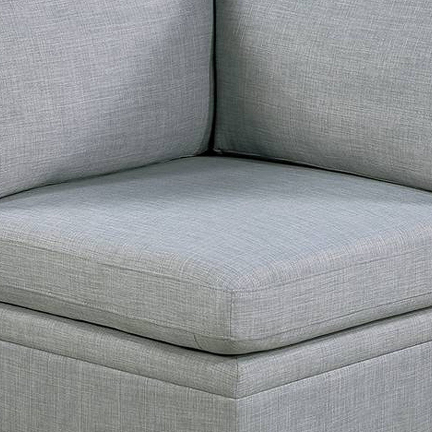 Gimy 37 Inch Modular Corner Sofa Chair, Light Gray Dorris Fabric, Wood