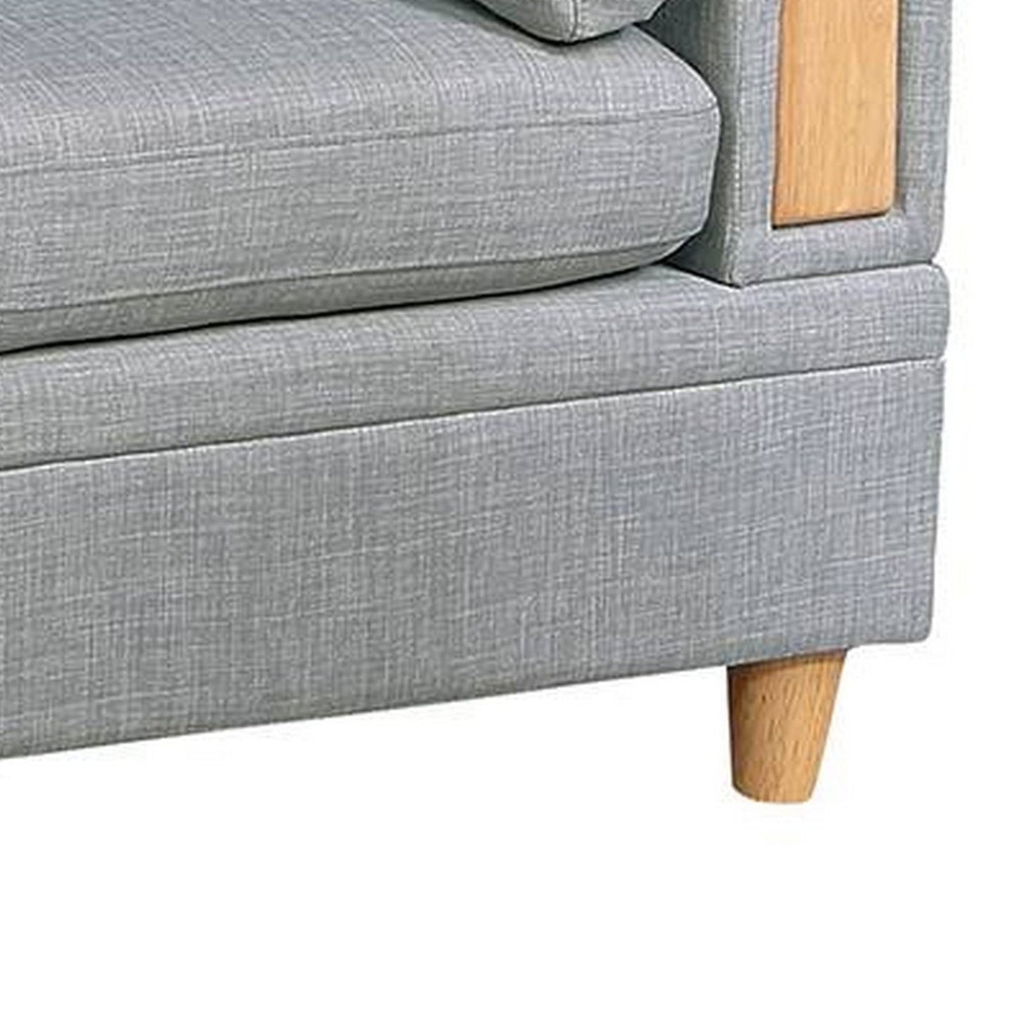 Gimy 37 Inch Modular Armless Sofa Chair, Light Gray Dorris Fabric, Wood