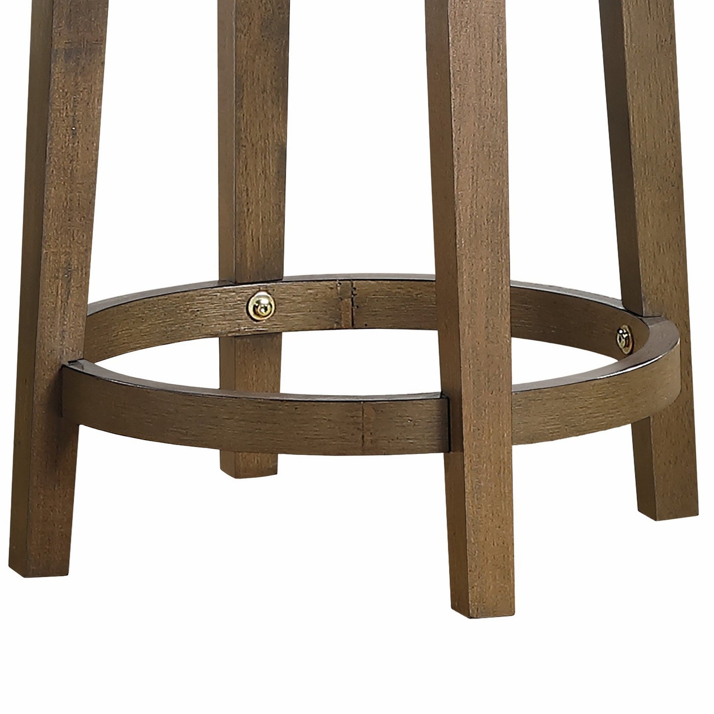 Bara 25 Inch Swivel Counter Stool Gray Round Faux Leather, Brown, Set of 2