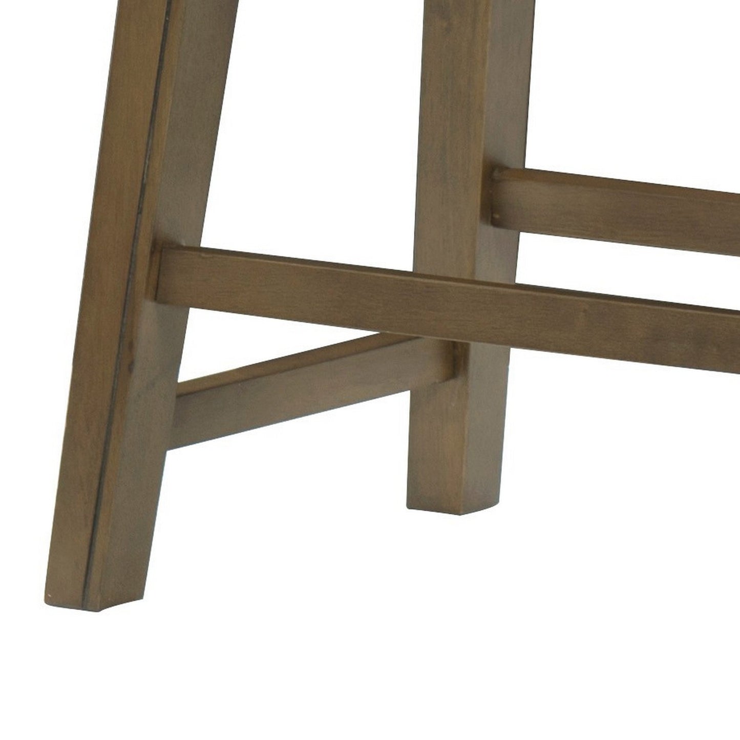 Miel 20 Inch Dining Stool, Brown Faux Leather, Brown Solid Wood, Nailheads