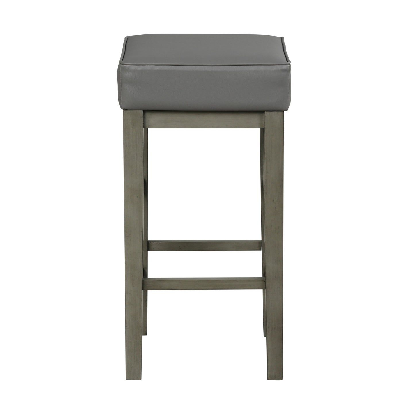 Vin 31 Inch Counter Height Stool, Gray Faux Leather Seat, Wood, Set of 2