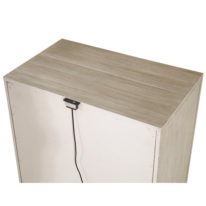 Owen 29 Inch Nightstand, 3 Drawers, USB Charging Port, Light Beige Wood