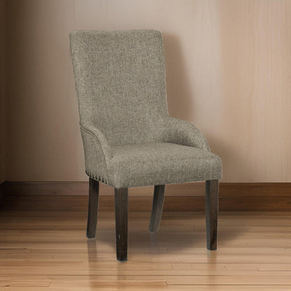 Vill 27 Inch Dining Armchair, Brown Polyester, High Back, Set of 2