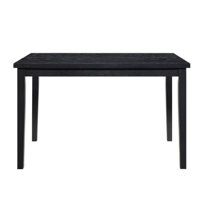 Andy 48 Inch Dining Table, 4 Seater, Rectangular Top, Black Solid Wood