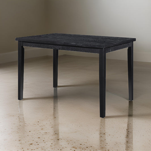 Andy 48 Inch Dining Table, 4 Seater, Rectangular Top, Black Solid Wood