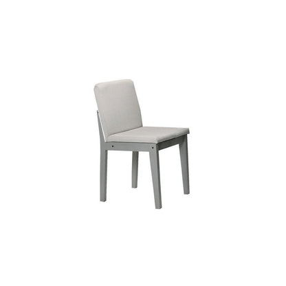 Zory 5pc Dining Table Set with 4 Cushioned Chairs, Beige Burlap, Gray Wood