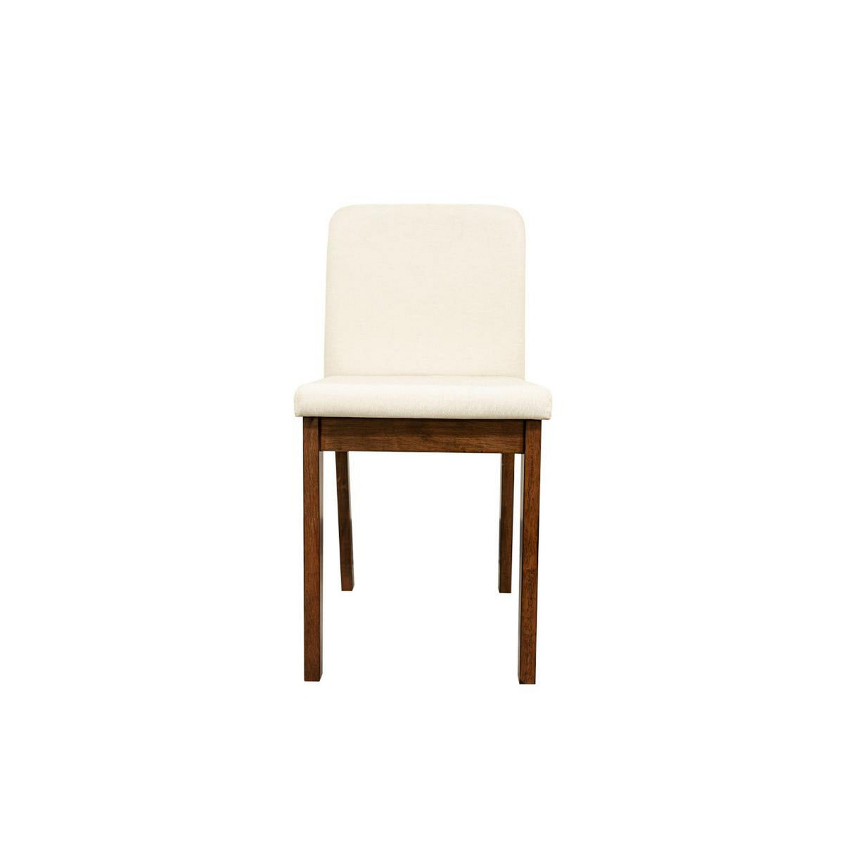 Zory 5pc Dining Table Set, 4 Padded Chairs, Beige Burlap, Brown Wood