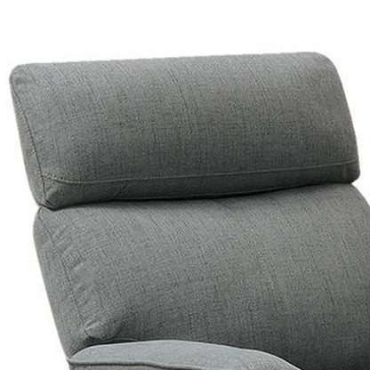 Fery 35 Inch Manual Recliner Chair, Gray Burlap, Cushioned Seat, Solid Wood