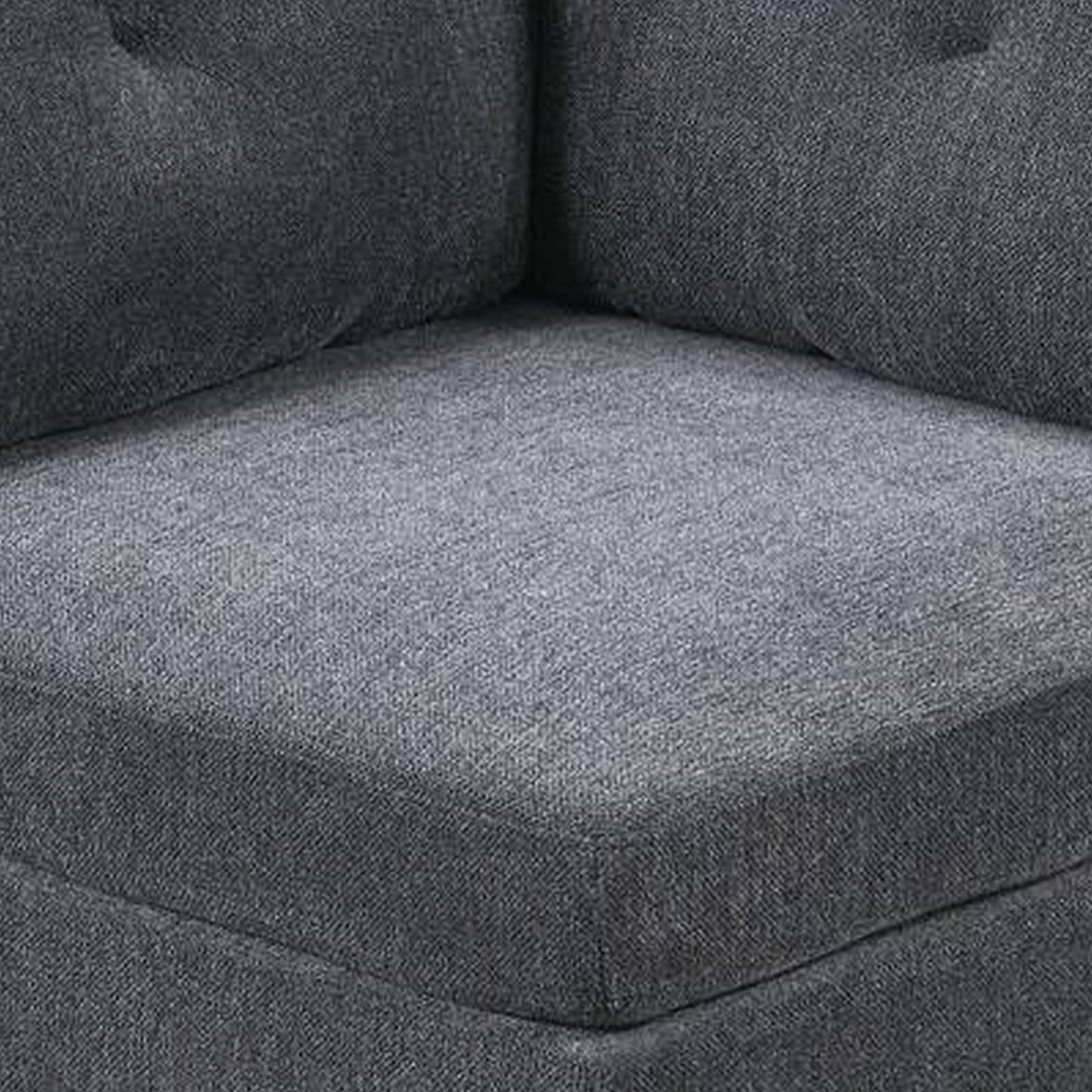 Jemy 37 Inch Modular Corner Sofa Chair, Dark Gray Chenille, Solid Wood