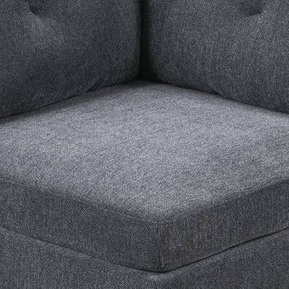 Jemy 37 Inch Modular Corner Sofa Chair, Dark Gray Chenille, Solid Wood