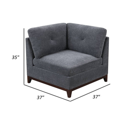 Jemy 37 Inch Modular Corner Sofa Chair, Dark Gray Chenille, Solid Wood