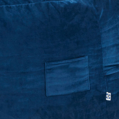 Olio 70 Inch Bean Bag, Round, Foam Filling, Velvet Upholstery, Navy Blue