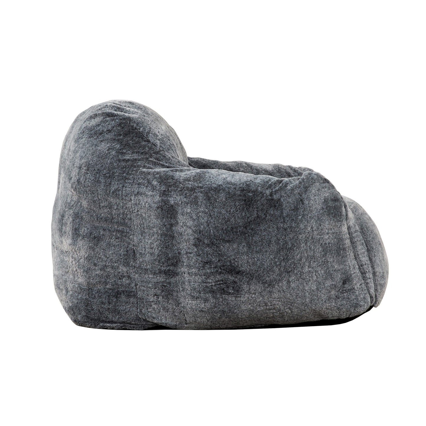 45 Inch Bean Bag Chair, Memory Foam, Faux Rabbit Fur, Grayish Blue