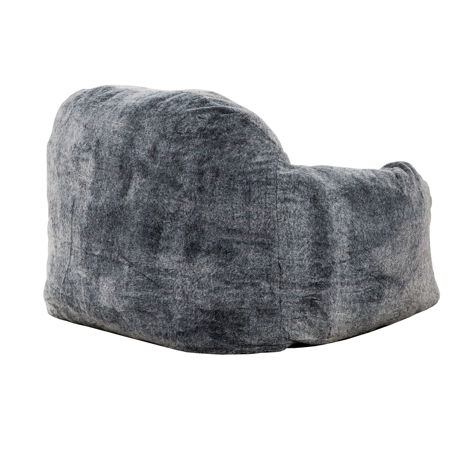 45 Inch Bean Bag Chair, Memory Foam, Faux Rabbit Fur, Grayish Blue