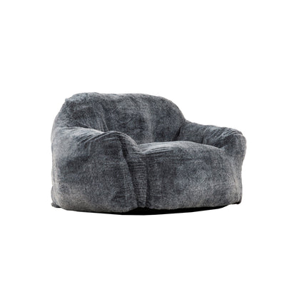 45 Inch Bean Bag Chair, Memory Foam, Faux Rabbit Fur, Grayish Blue
