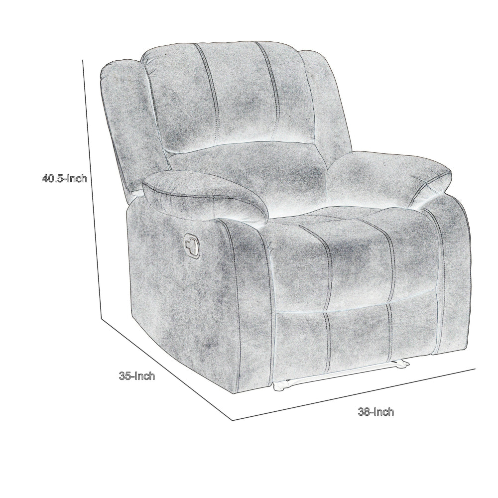 Chris 38 Inch Manual Recliner Chair, Solid Wood, Black Faux Leather
