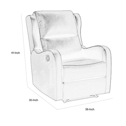 Kim 38 Inch Manual Recliner Chair, Cushioned Brown Microfiber, Solid Wood