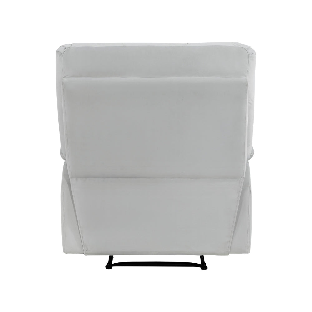 Patty 36 Inch Manual Recliner Chair, Cushioned, Light Gray Velvet, Wood