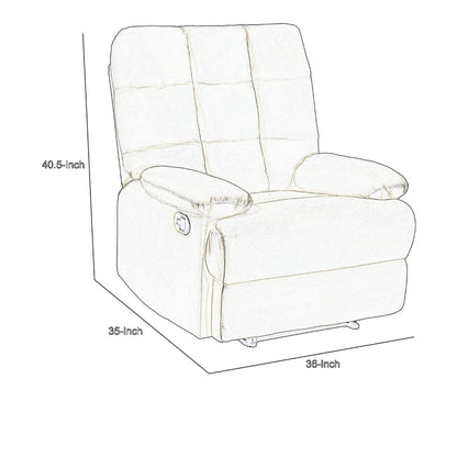 Patty 36 Inch Manual Recliner Chair, Cushioned, Light Gray Velvet, Wood