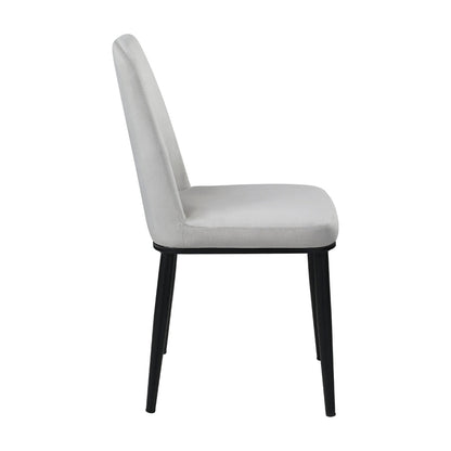 Lane 23 Inch Side Dining Chair, Gray Velvet, Armless, Black Metal, Set of 2
