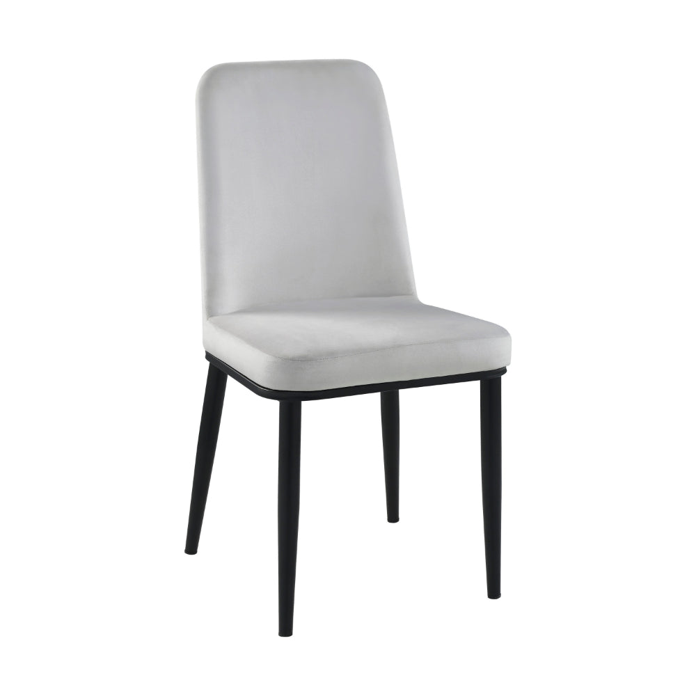 Lane 23 Inch Side Dining Chair, Gray Velvet, Armless, Black Metal, Set of 2