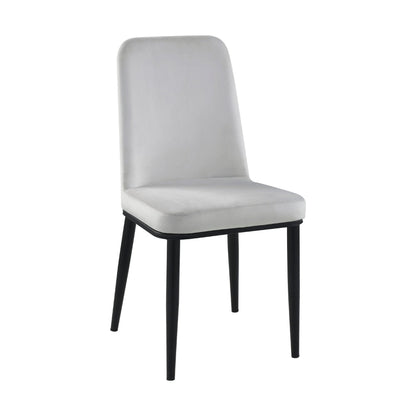 Lane 23 Inch Side Dining Chair, Gray Velvet, Armless, Black Metal, Set of 2