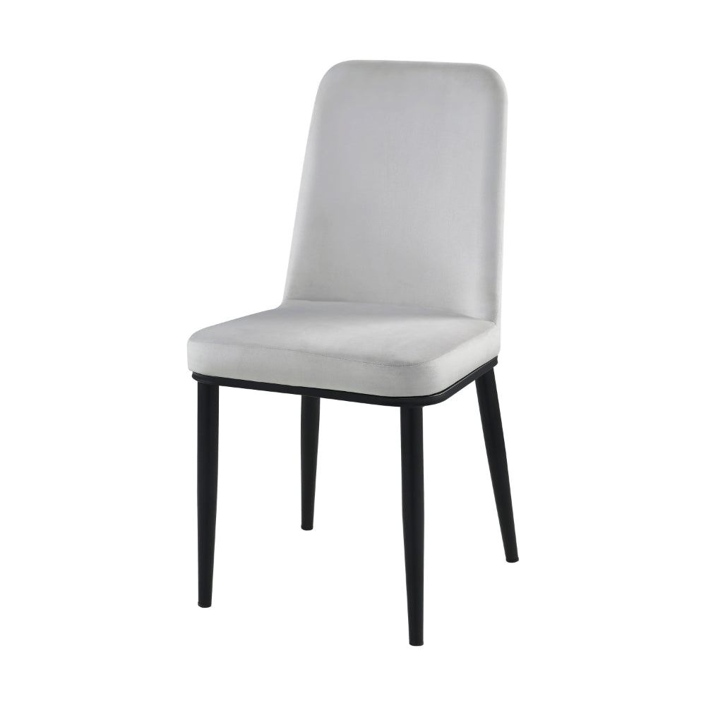 Lane 23 Inch Side Dining Chair, Gray Velvet, Armless, Black Metal, Set of 2
