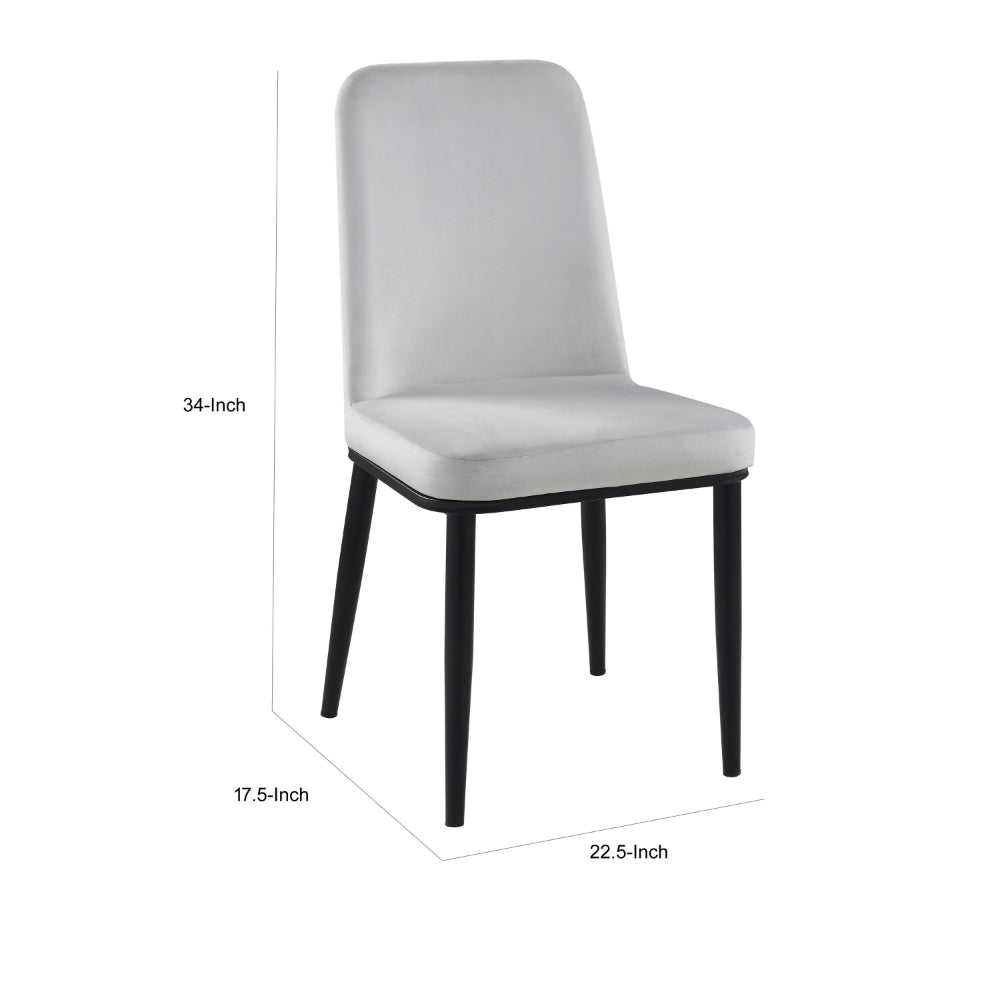 Lane 23 Inch Side Dining Chair, Gray Velvet, Armless, Black Metal, Set of 2