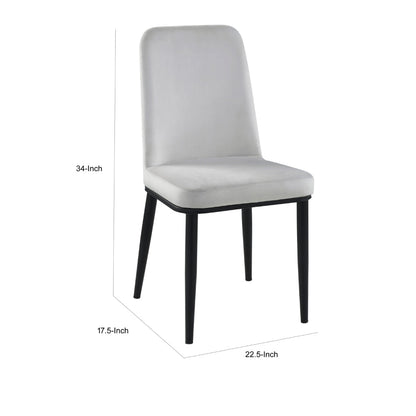 Lane 23 Inch Side Dining Chair, Gray Velvet, Armless, Black Metal, Set of 2