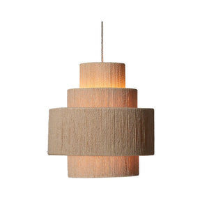 Dero Chandelier, 3 Tier Natural Brown Cotton Rope Woven, 25 Inch Metal