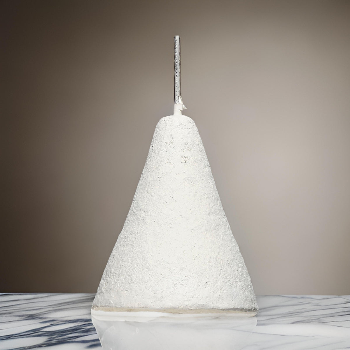 Zoe 96 Inch Pendant Chandelier, Modern Paper Mache Cone Shape, Beige