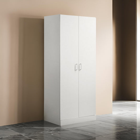 Cae 72 Inch Cabinet Armoire with Shelf, Hanging Rod, Double Door, White