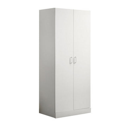 Cae 72 Inch Cabinet Armoire with Shelf, Hanging Rod, Double Door, White