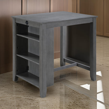Ham 36 Inch Counter Height Small Dining Table with Shelves, USB Port – Grey