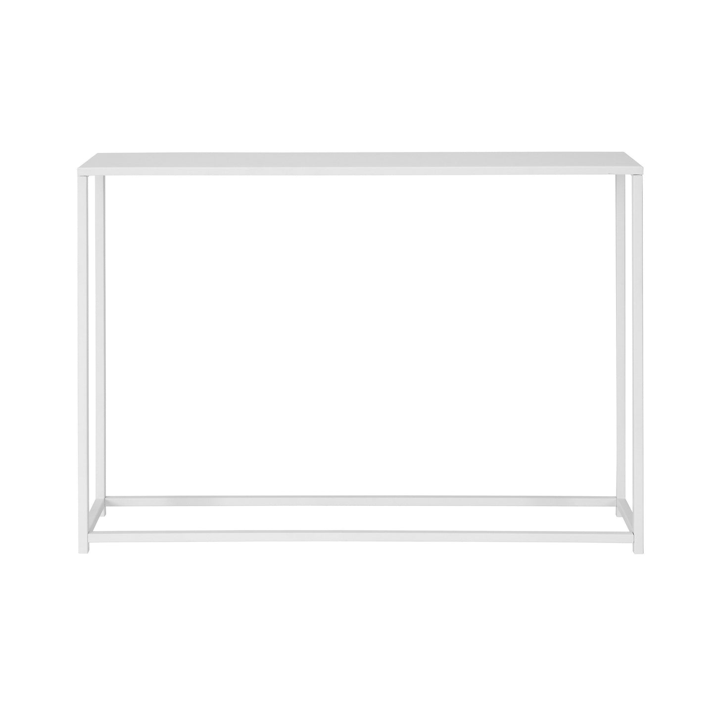 Eme 38 Inch Console Table, Rectangular Top, White Finish Metal Frame