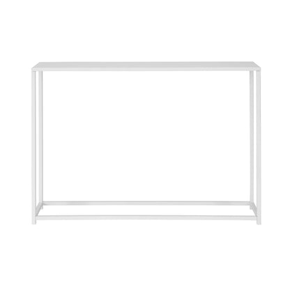 Eme 38 Inch Console Table, Rectangular Top, White Finish Metal Frame
