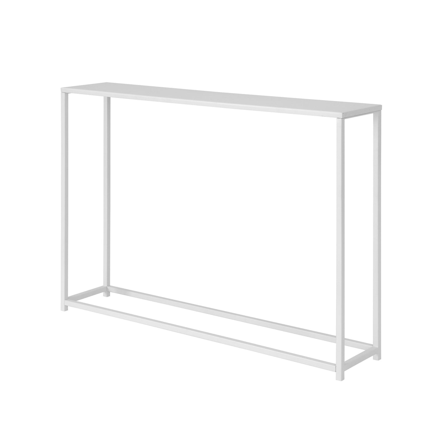 Eme 38 Inch Console Table, Rectangular Top, White Finish Metal Frame