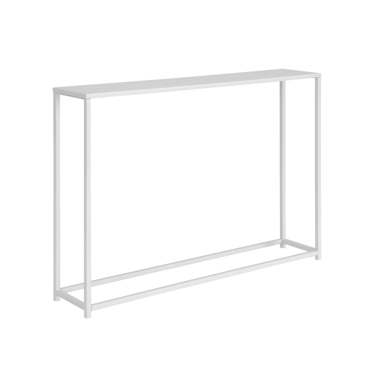 Eme 38 Inch Console Table, Rectangular Top, White Finish Metal Frame
