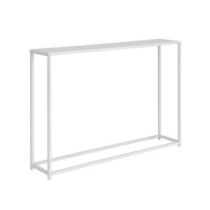 Eme 38 Inch Console Table, Rectangular Top, White Finish Metal Frame