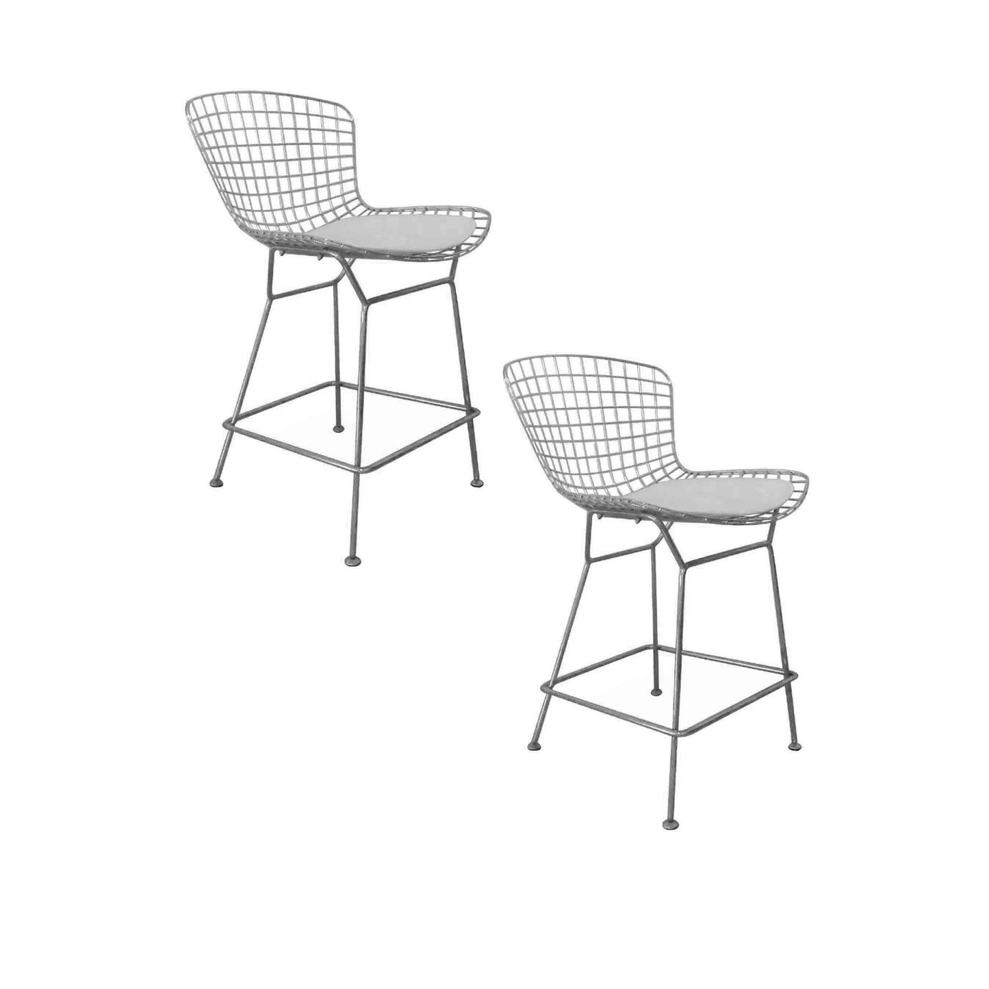Hely 24 Inch Counter Stool Set of 2, Black White Faux Leather Seats
