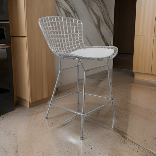 Hely 24 Inch Counter Stool Set of 2, Black White Faux Leather Seats