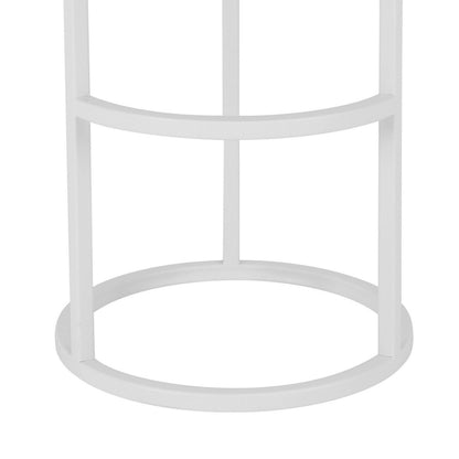 Tane 30 Inch Bar Stool, Round Padded Seat, White Faux Leather, Metal
