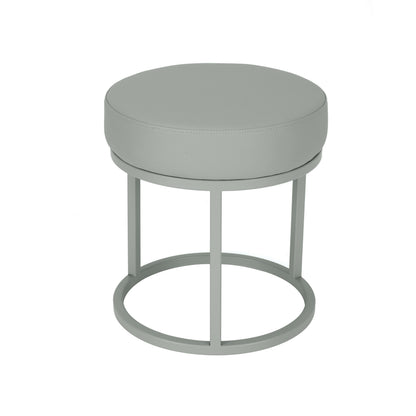 Tane 18 Inch Accent Stool, Modern Round Padded Seat, Gray Faux Leather
