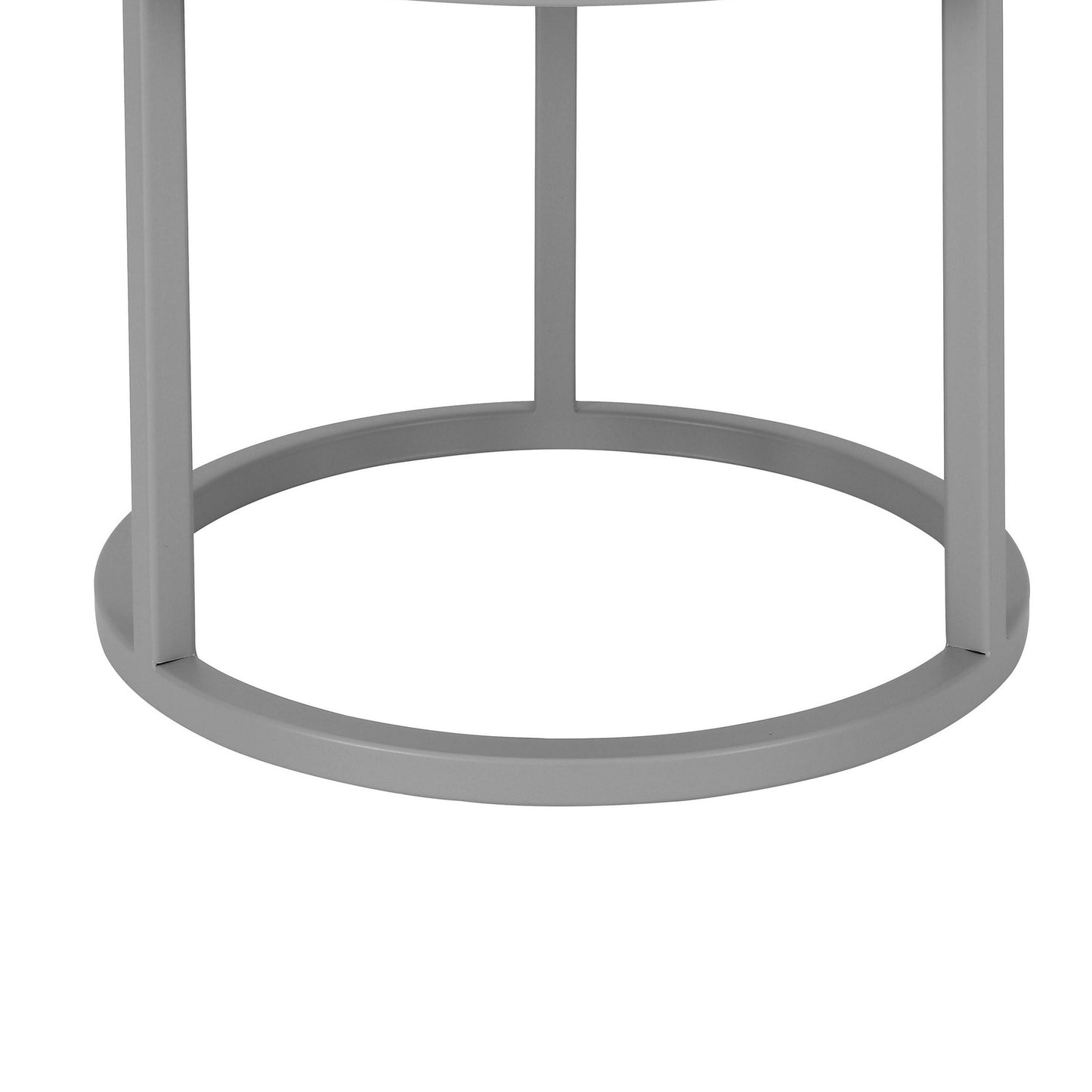 Tane 18 Inch Accent Stool, Modern Round Padded Seat, Gray Faux Leather