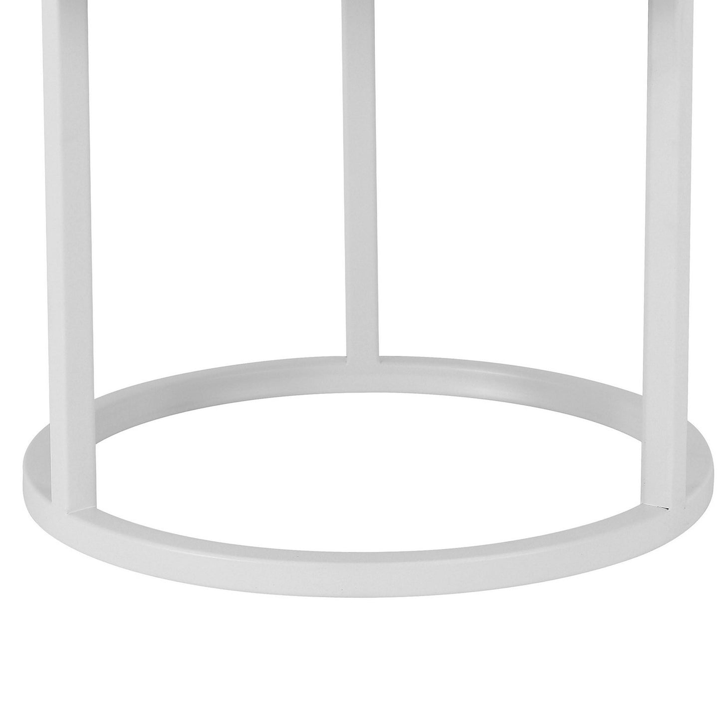 Tane 18 Inch Modern Accent Stool, Round Padded White Faux Leather Seat