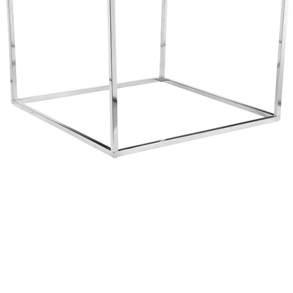 Zen 24 Inch Side End Table, Square, Polished Blue Top, Chrome Metal Finish