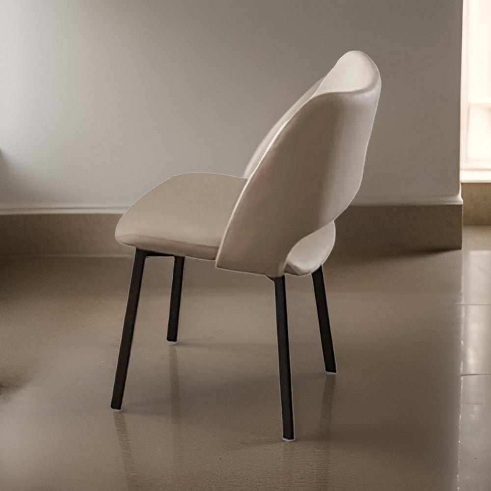 Hem 22 Inch Dining Chair Set of 2, Beige Faux Leather, Armless Open Back