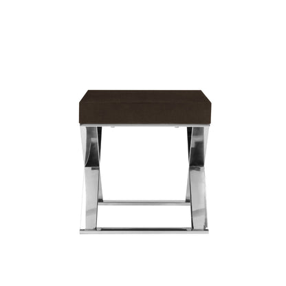 Rix 21 Inch Side End Table, 1 Drawer, X Steel Legs, Espresso Brown Wood